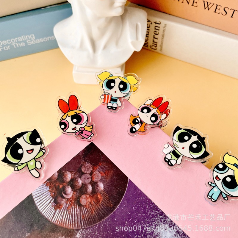 Tech Office Accessories - 6 adet Kawaii Powerpuffs kızlar akrilik
